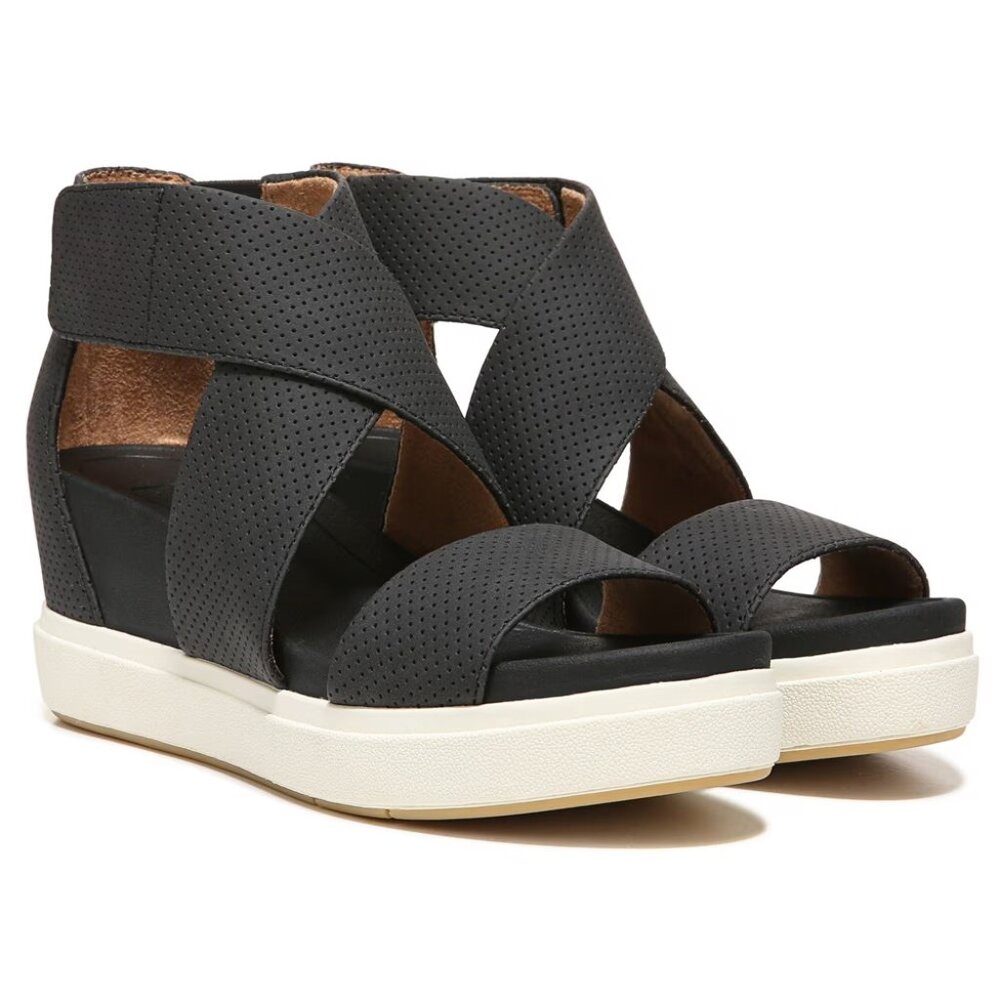 NEW Dr. Scholl’s Sheena Black Wedge Sandals Women’s Size 8, Black Wedges Shoes
